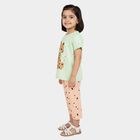 Girls Mint Green Round Neck T-Shirt Set Upper and Bottom Set, Light Green, small