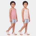 Girls Pink Cotton Square Neck Sleeveless Vest, हल्का गुलाबी, small