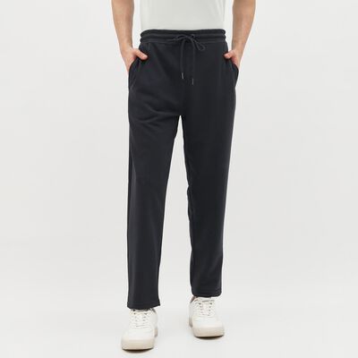 Men's Jet Black Slim Fit Elastic Waist Track Pants