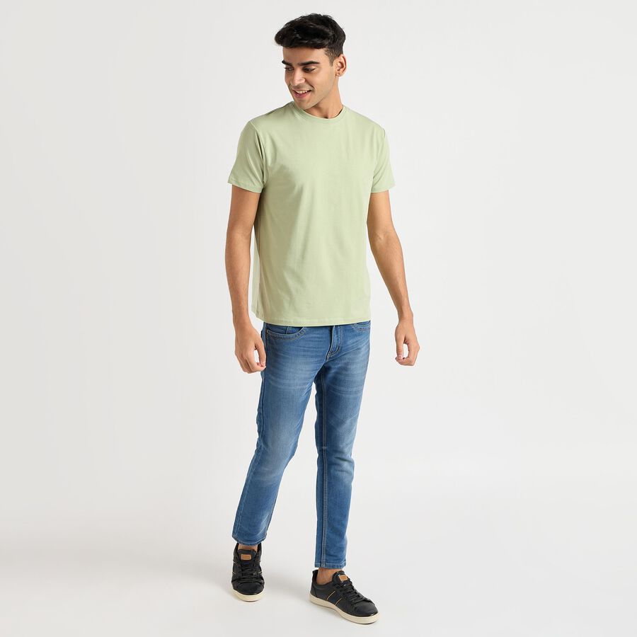 Men's Round Neck Half Sleeves T-Shirt, Light Green, large image number null