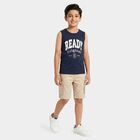 Boys Navy Blue Cotton Blend Round Neck Regular T-Shirt, नेवी ब्लू, small