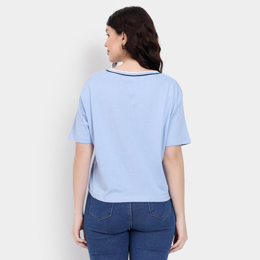 Ladies' 100% Cotton Crop  Top, Light Blue, large image number null