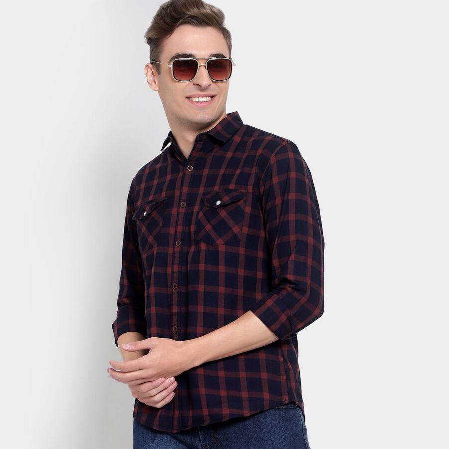 Cotton Checks Casual Shirt, Rust, large image number null