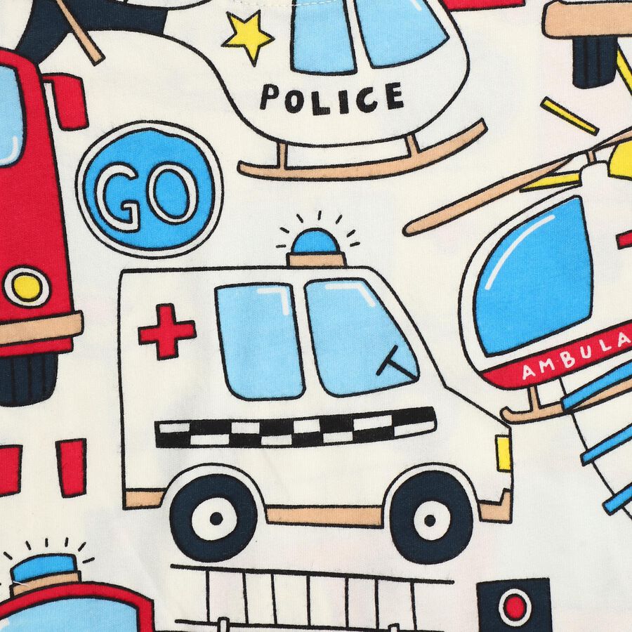 Boys' 100% Cotton Night Suit, सफ़ेद, large image number null