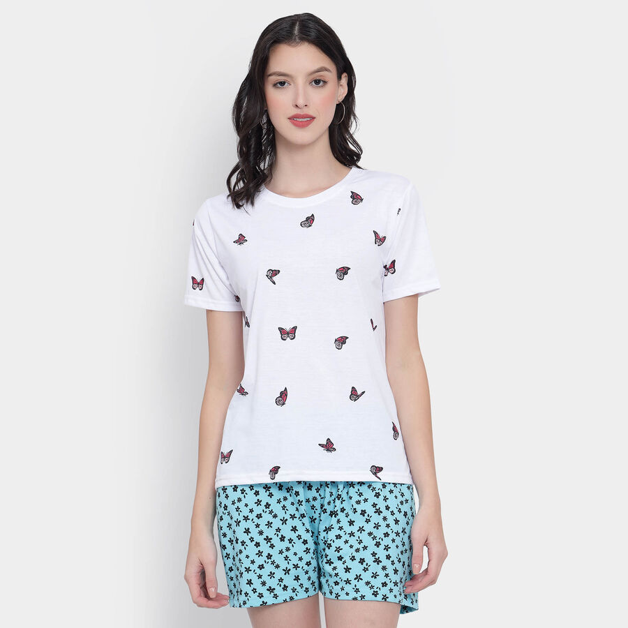 All Over Print Round Neck T-Shirt, सफ़ेद, large image number null