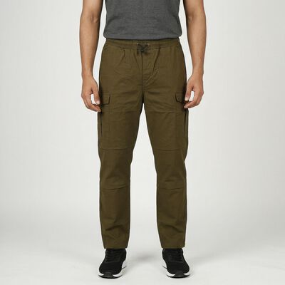 Men's Olive Green Slim Fit Casual Trousers