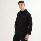 Men's Jet Black Hooded Athleisure Jacket, Black, small image number null