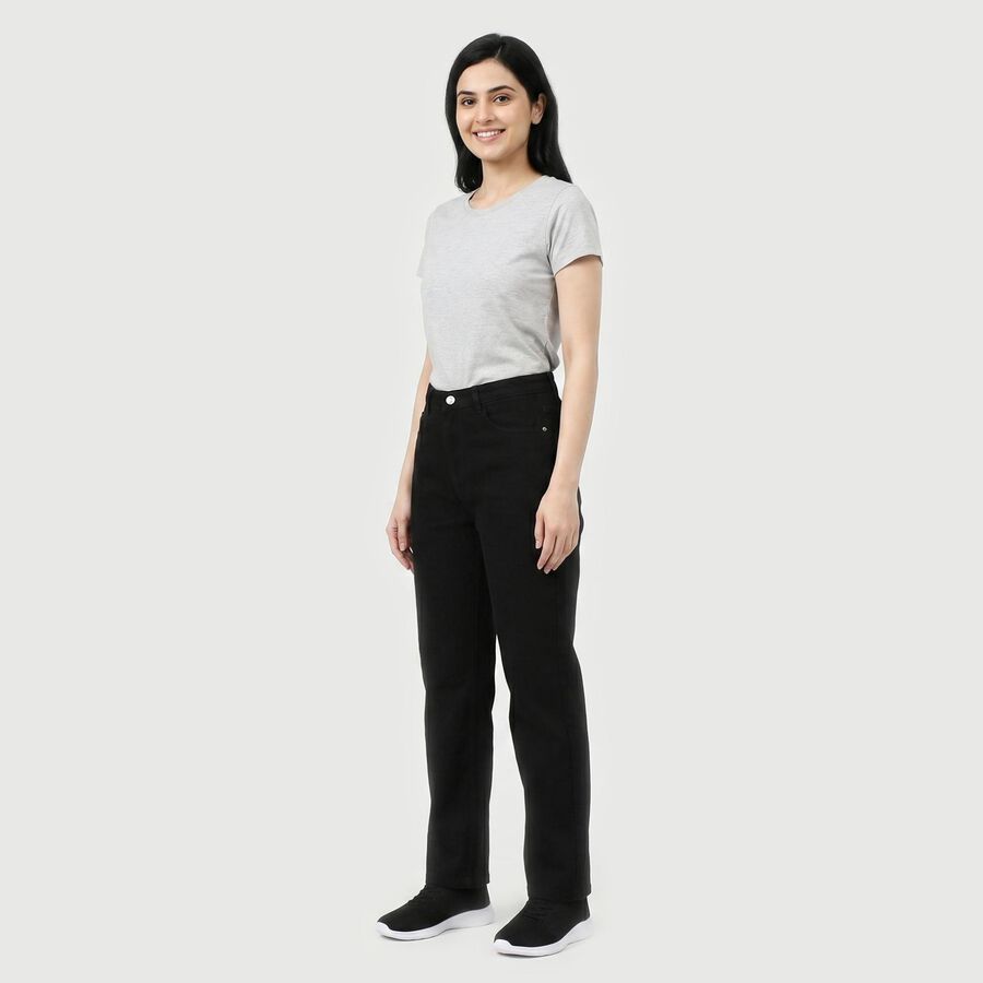 Women's Black Regular Fit Classic Jeans, Black, large
