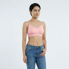Women's Pink Cotton Blend Scoop Neck Minimalist Bra, Light Pink, small