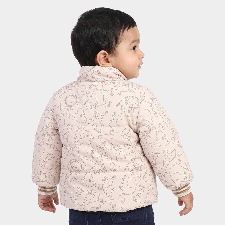 Infants' Beige Stand Collar Puffer Jacket, गहरा पीला, large