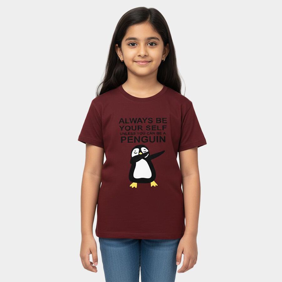 Girls' T-Shirt, वाइन, large