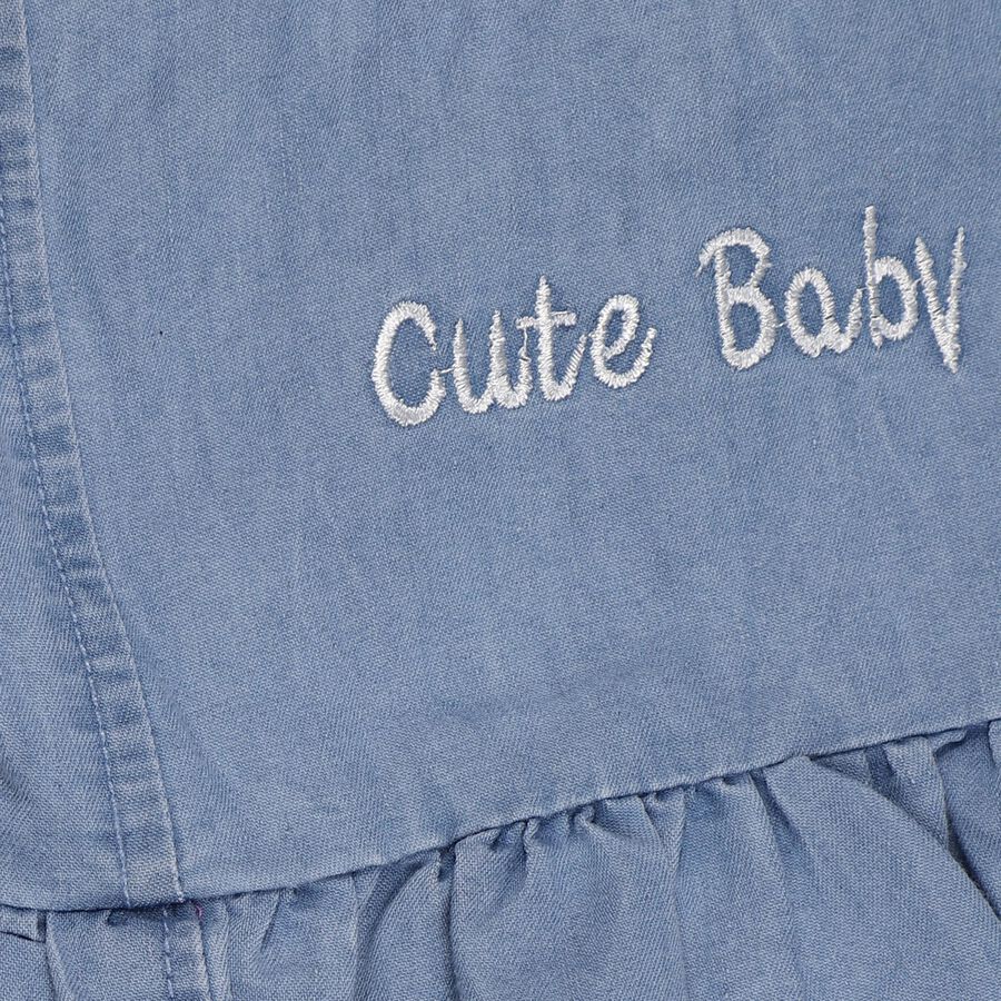 Infants' Soft Pastel Pink Cotton Blend Frock, Light Blue, large image number null