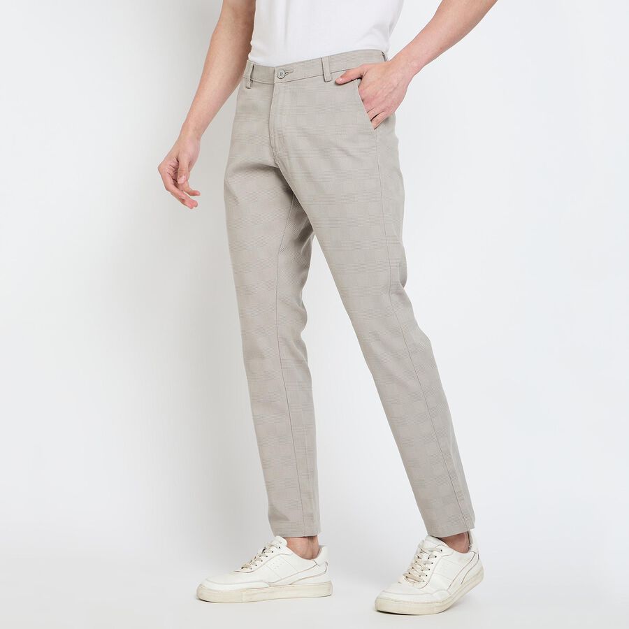 Men's Slim Fit Casual Trousers, हल्का ग्रे, large image number null