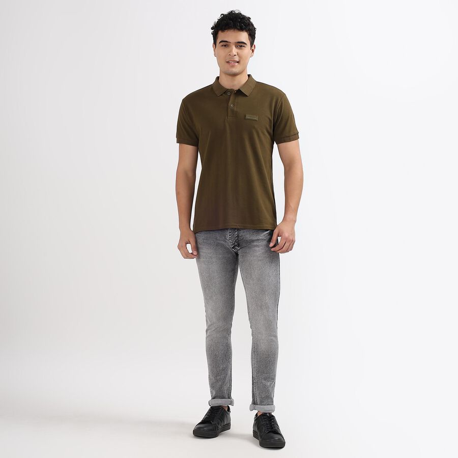 Men's Collared Half Sleeves T-Shirt, Khaki, large image number null