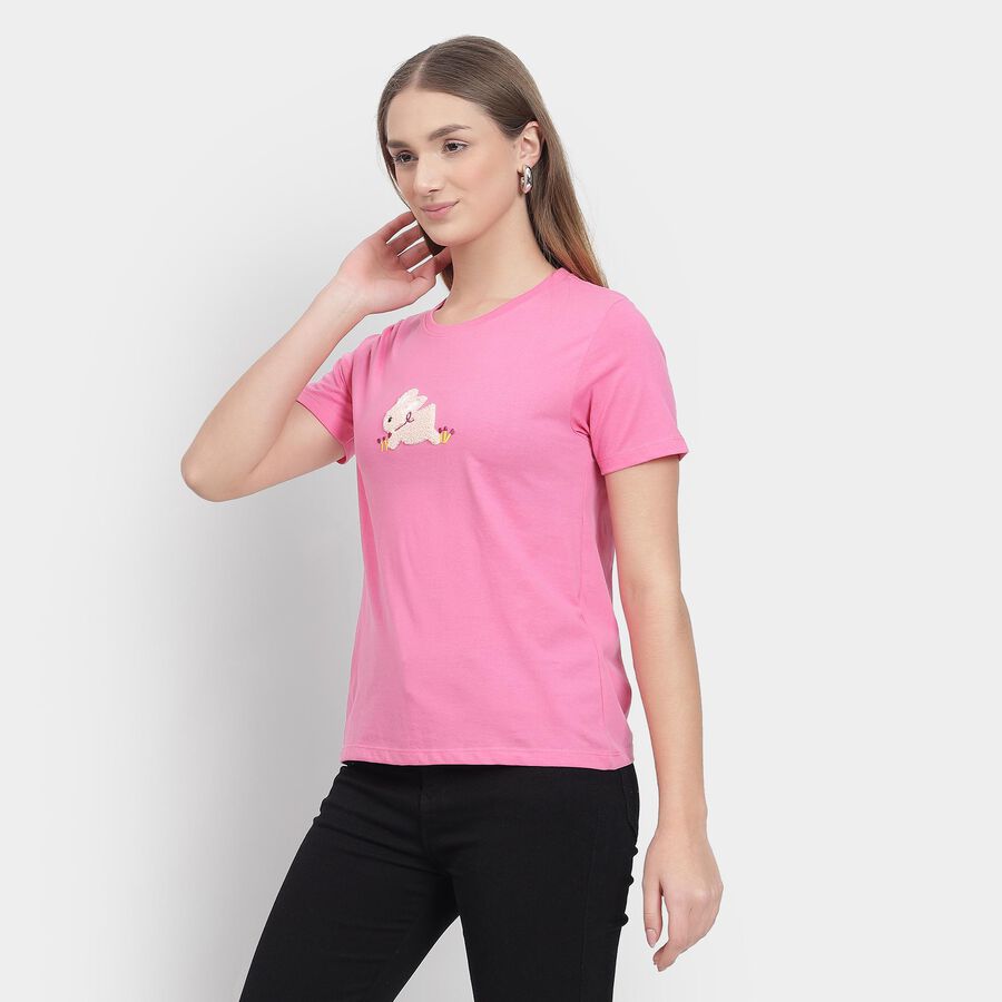 Ladies' Round Neck T-Shirt , Fuchsia, large image number null