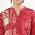 Women's Maroon Cotton Mandarin Collar Printed Kurta, Maroon, small image number null