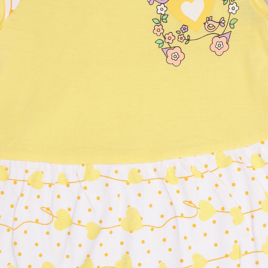Infant Girls' 100% Cotton Frock, Yellow, large