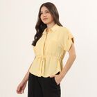 Women's Yellow Half Sleeve Classic Collar Casual Shirt, पीला, small