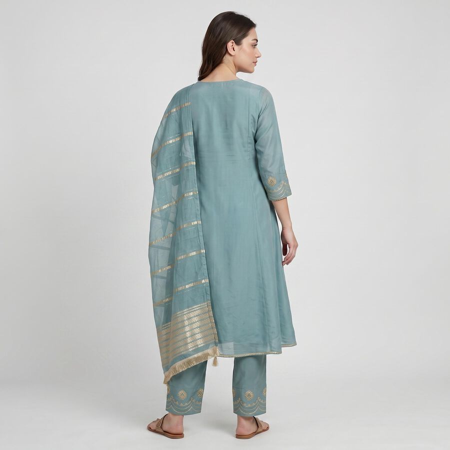 Women's Aqua Embroidered Ethnic Set, Aqua, large