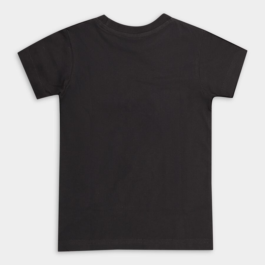 Boys' 100% Cotton Half Sleeves T-Shirt , काला, large image number null