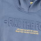 Boys Muted Steel Blue Hooded Neck Casual Sweatshirt, Mid Blue, small image number null