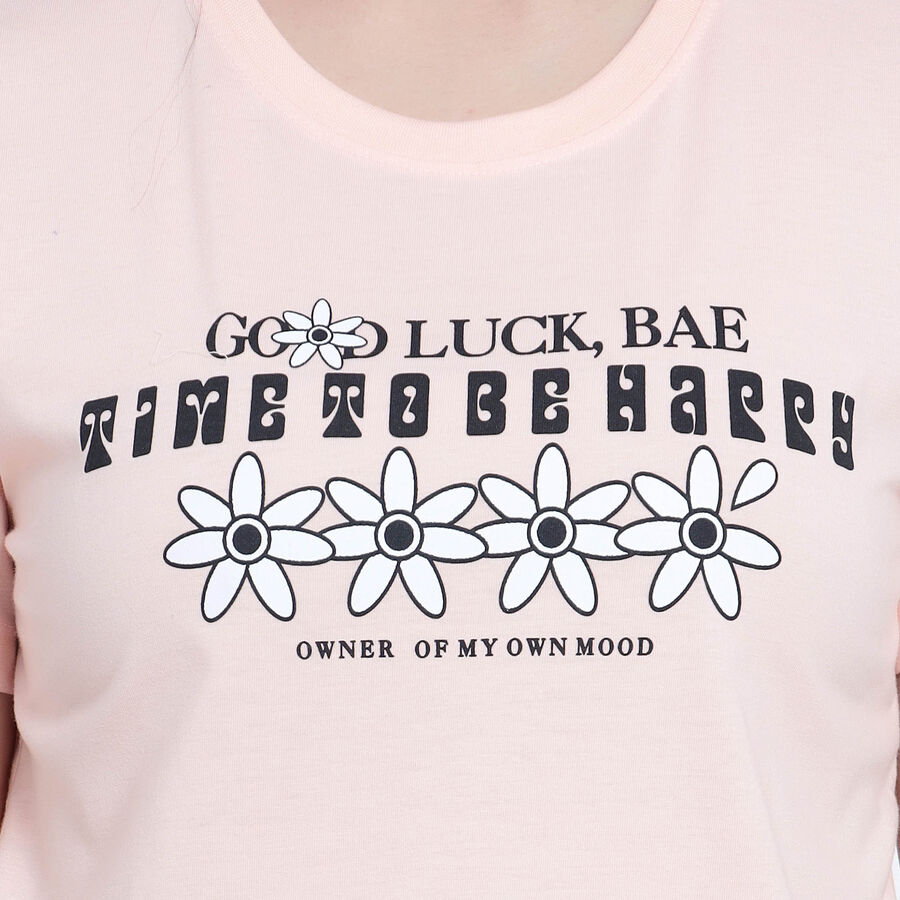 Round Neck T-Shirt, Peach, large image number null