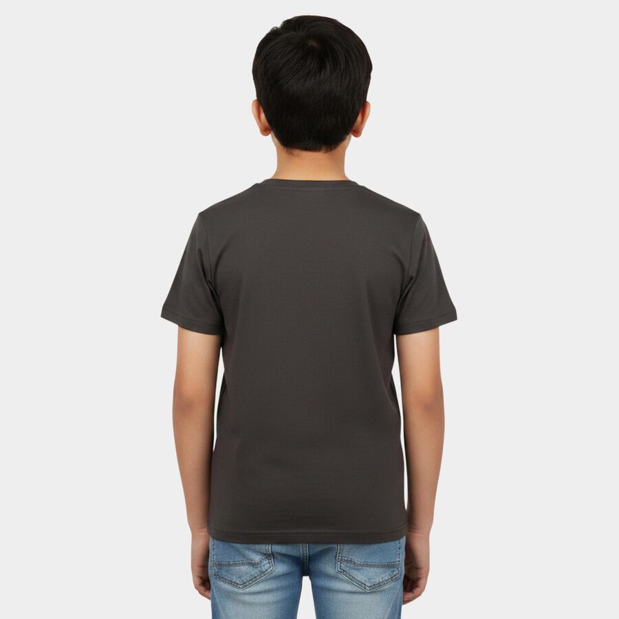 Boys' Half Sleeves T-Shirt, चारकोल, large