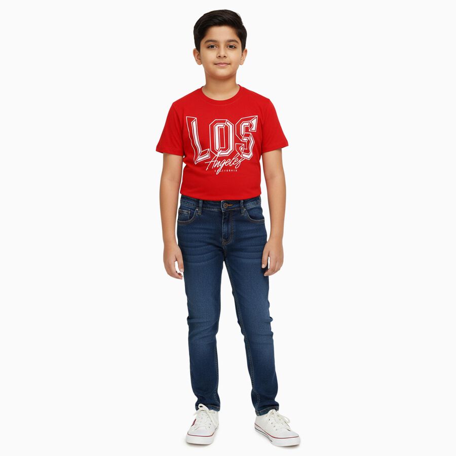 Boys' Half Sleeves T-Shirt, लाल, large image number null