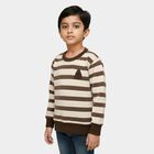 Boys Brown and Cream Crew Neck Striped Pullover, भूरा, small image number null