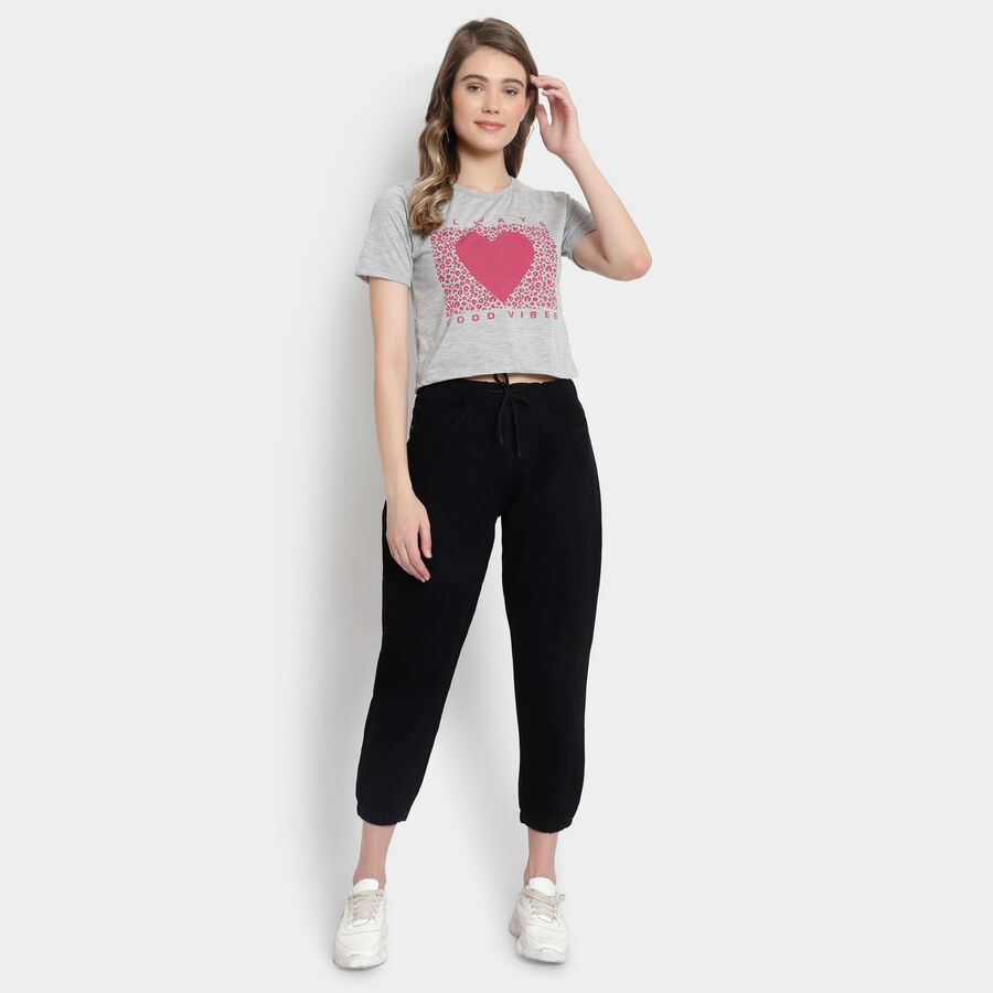 Washed High Rise Jeans, Black, large image number null
