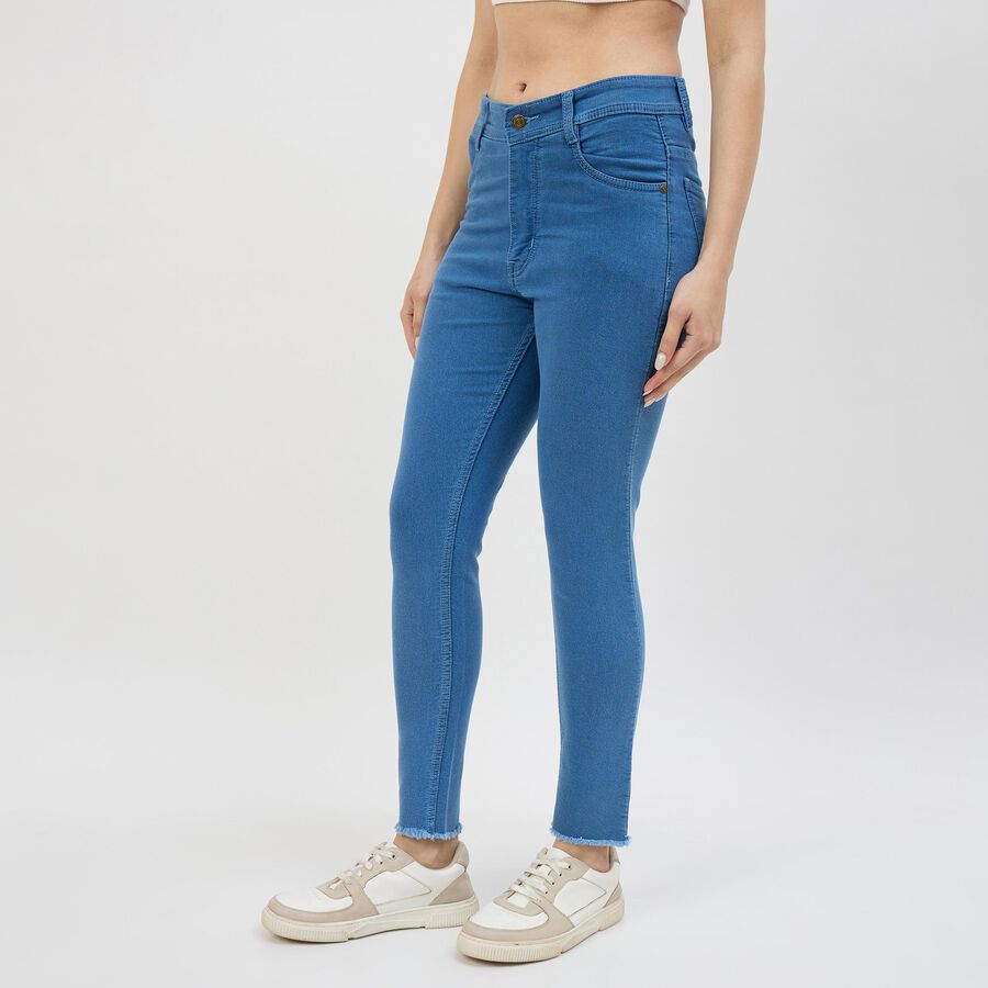 Women's Slim Fit Classic Jeans, मध्यम नीला, large