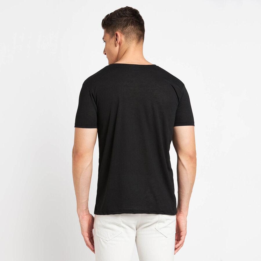 Round Neck T- Shirt, Black, large image number null