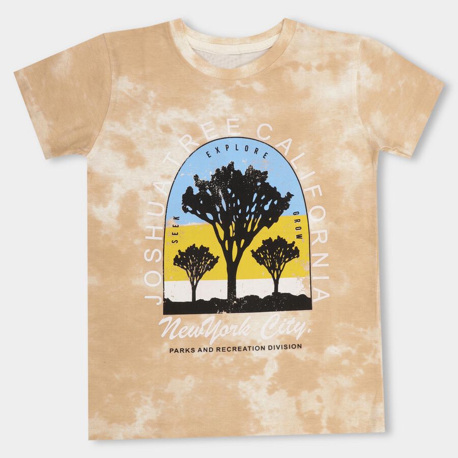 Boys' 100% Cotton Half Sleeves T-Shirt , Brown, large image number null