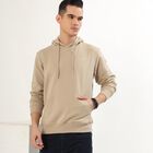 Men's Muted Beige Hooded Casual Sweatshirt, गहरा पीला, small image number null