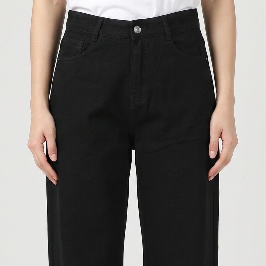 Women's Black Wide Leg Jeans, Black, large