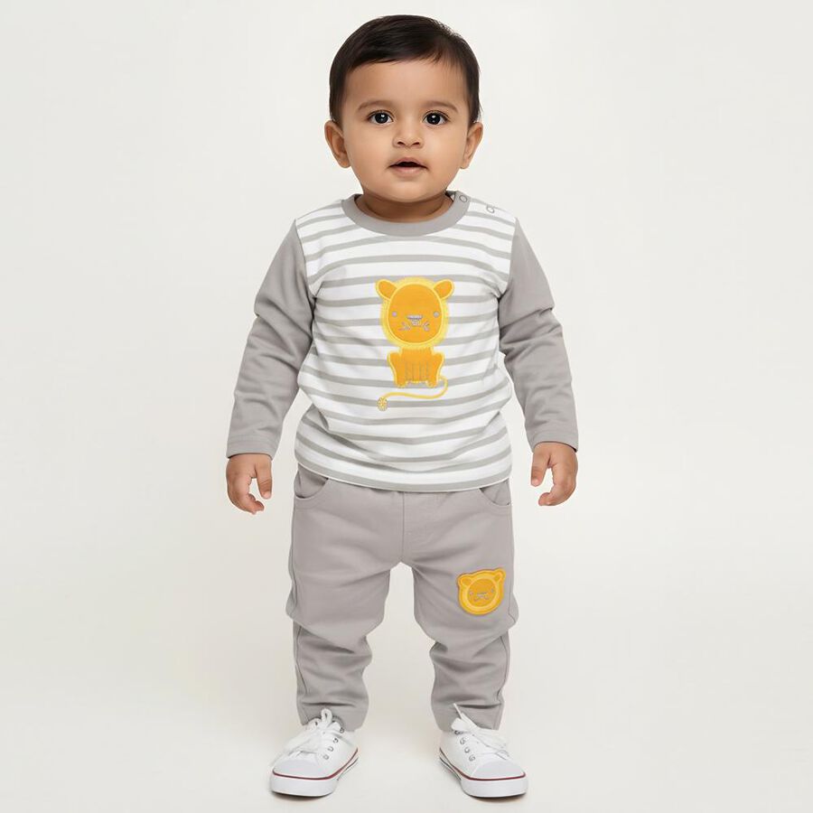 Infants' 100% Cotton Baba Suit, Light Grey, large image number null