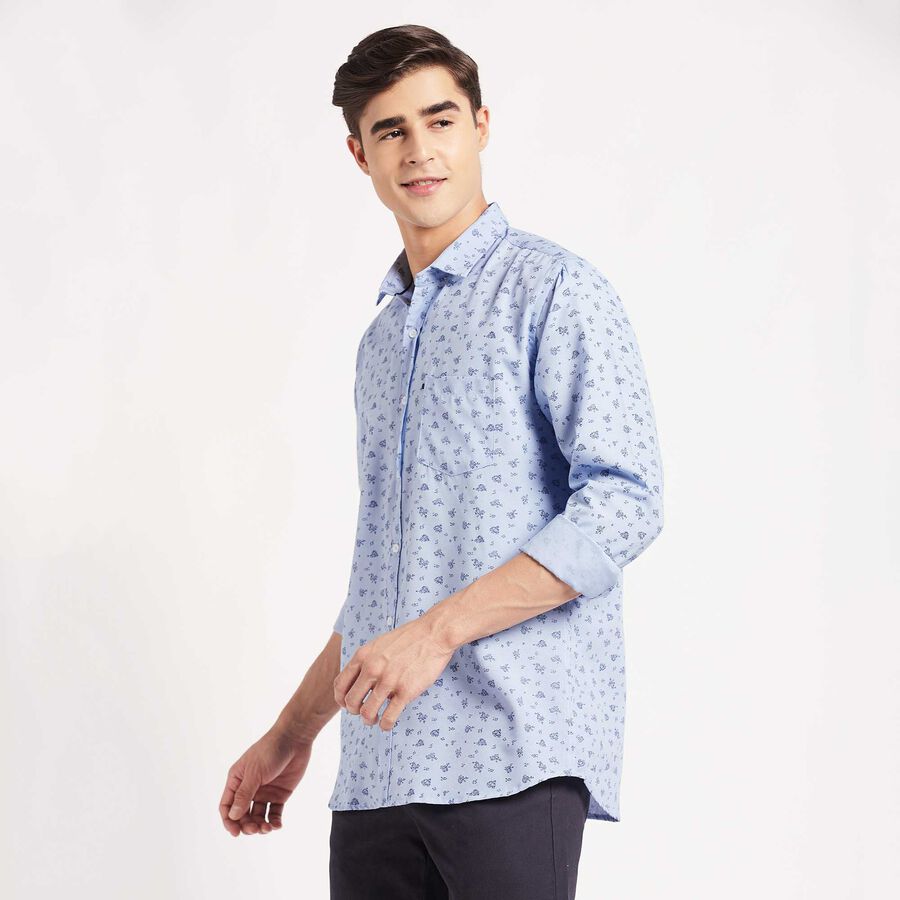 Printed Slim Fit Casual Shirt, Light Blue, large image number null