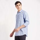 Printed Slim Fit Casual Shirt, Light Blue, small image number null