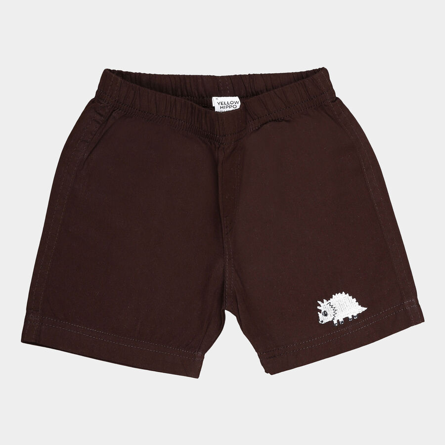 Infants Cotton Solid Half Pant, Brown, large image number null