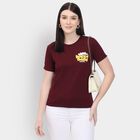 Ladies' Round Neck T-Shirt, Wine, small