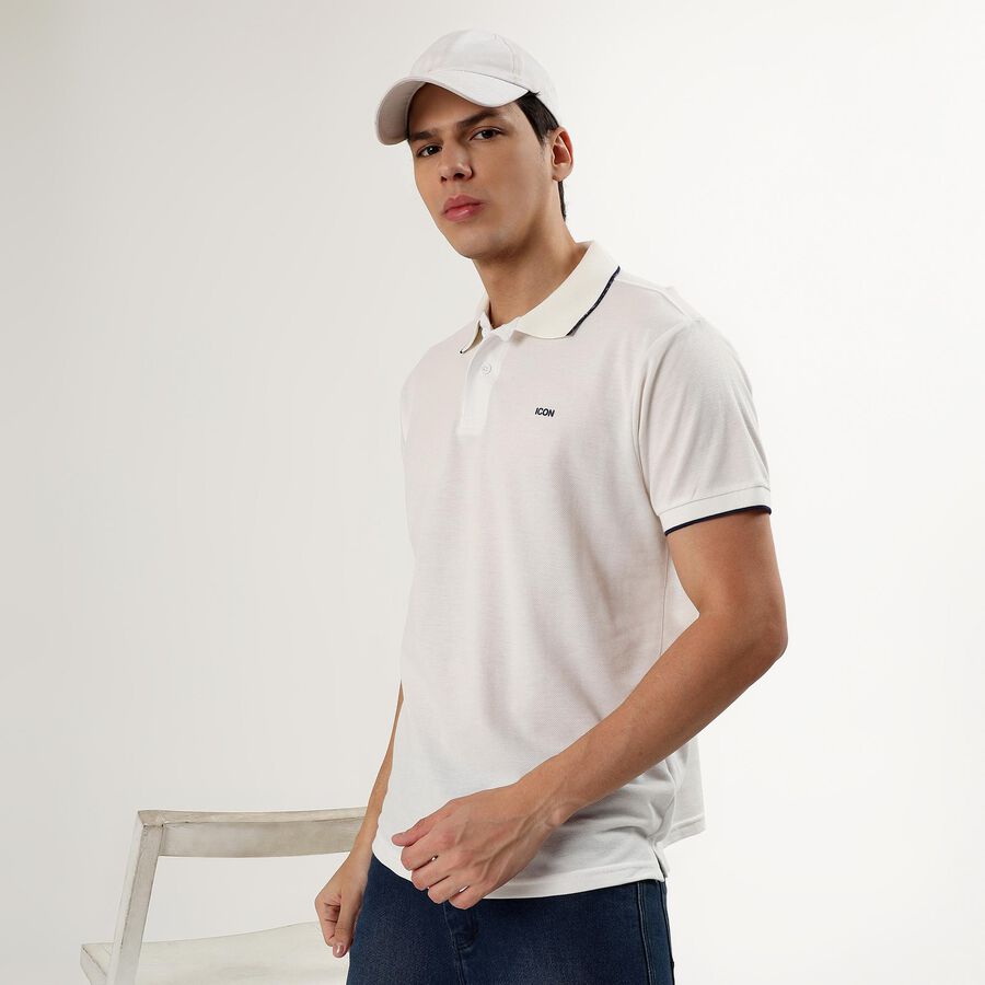 Men's Collared Half Sleeves T-Shirt, White, large image number null