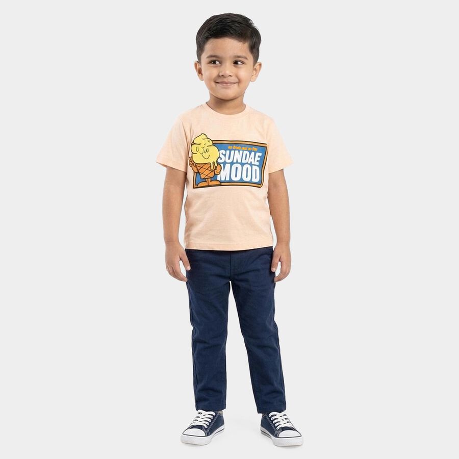 Boys' Half Sleeves T-Shirt, नारंगी, large