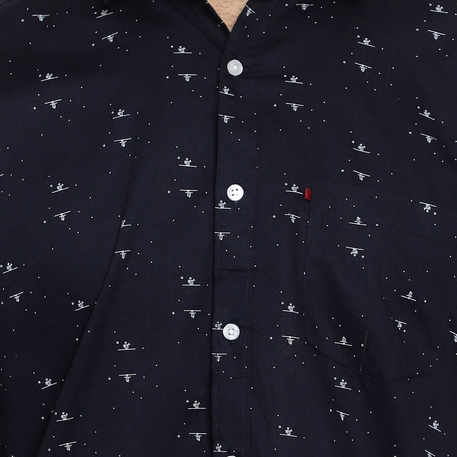 Cotton Casual Shirt, Navy Blue, large image number null