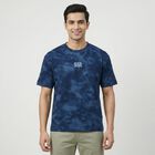 Men's Dark Blue Round Neck Casual T-Shirt, गहरा नीला, small