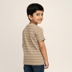 Boys Muted Beige Crew Neck Casual T-Shirt, Beige, small