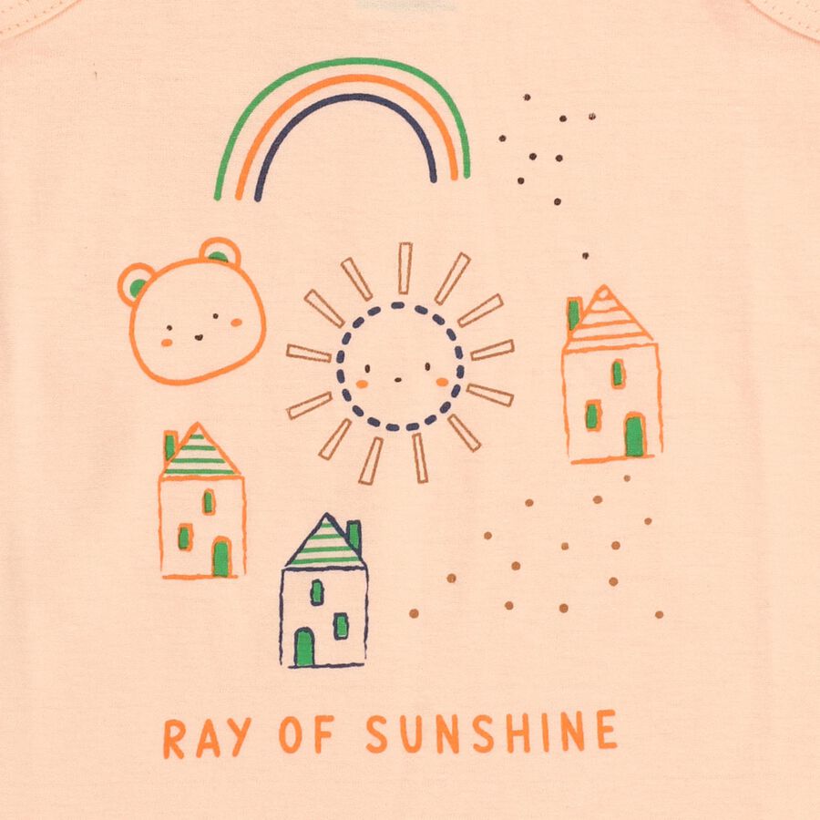 Infants' Soft Peach Cotton Round Neck Casual Vest, पीच, large image number null