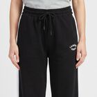 Women's Black Straight Fit Side-Striped Track Pants, Black, small