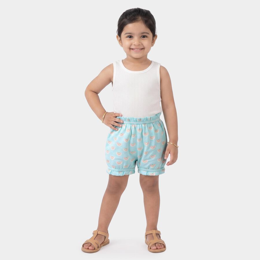 Girls Light Blue Regular Fit Printed Bloomer, Light Blue, large