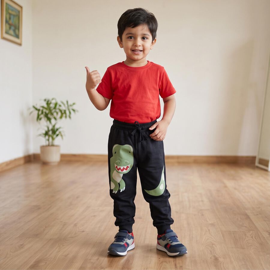 Boys' Navy Blue Dinosaur Printed Jogger Pyjama, Navy Blue, large
