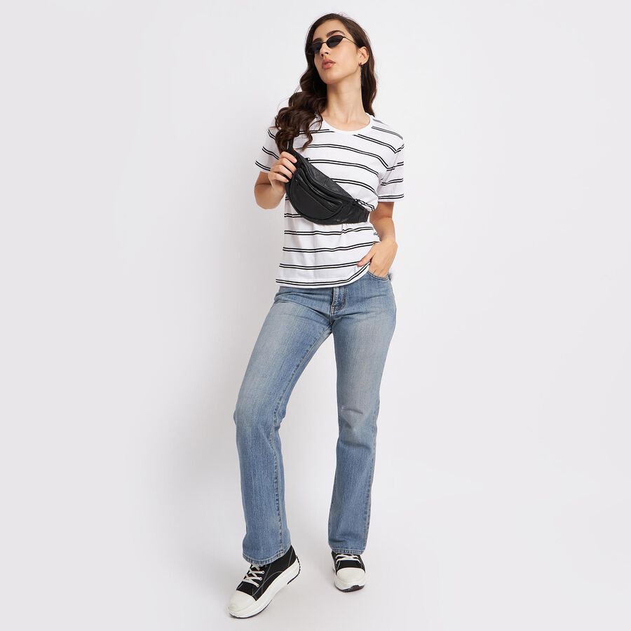 Stripes Round Neck T-Shirt, White, large image number null